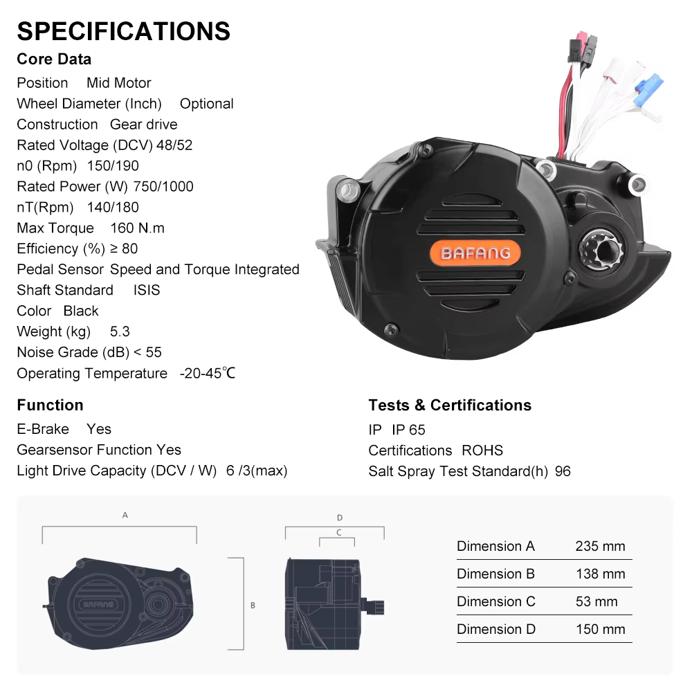 Ebike Bafang M620 G510 48/52V  - Mid Drive Motor Kit 52V 1000W ulasan dan harga